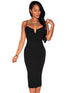 Black Plunging V Neck Midi Dress
